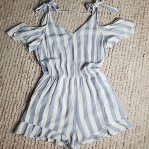 American Eagle Striped Blue and White Romper